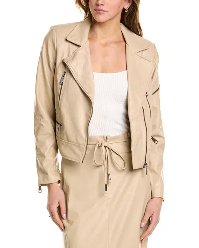 Theo The Label Hera Zip Biker Jacket In Brown