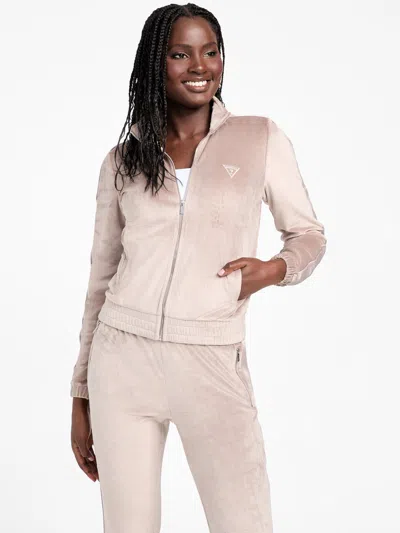 Guess Factory Eco Janess Logo-tape Velour Jacket In Multi
