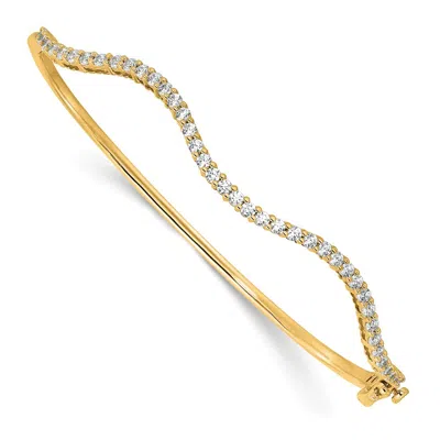 Diamond2deal 14k Gold 1 Ct Lab Grown Diamond Fancy Wavy Bangle Bracelet In Yellow