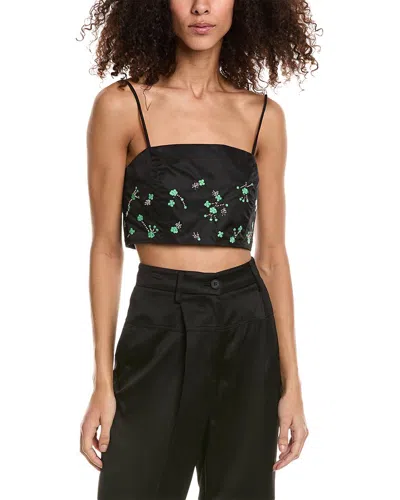 Ganni Embellished Crop Camisole In Black