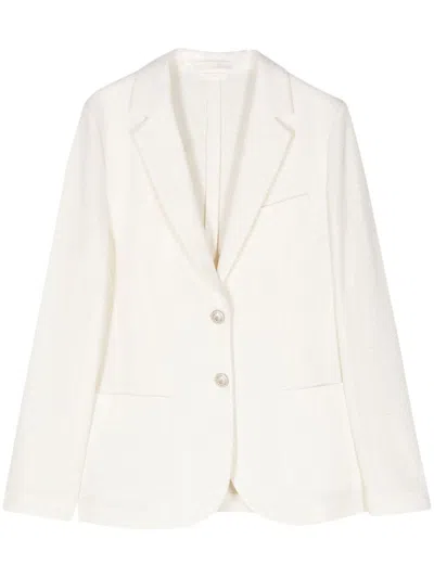 Circolo 1901 Double-breasted Blazer With Light Striped Pattern In White