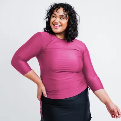 CALYPSA WOMEN'S PLUS WOMEN'S 3/4 SLEEVE RASH GUARD MARGAUX SWIM TOP 