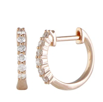 Lb Exclusive 14k Rose Gold 0.25 Carat Vs1 G Color 6-diamond Small Round Hoop Huggies Earrings In Gold