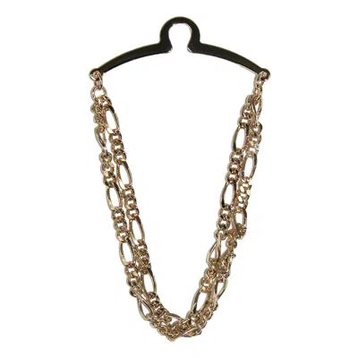 Competition Inc. Men's Double Figaro Style Link Tie Chain In Gold