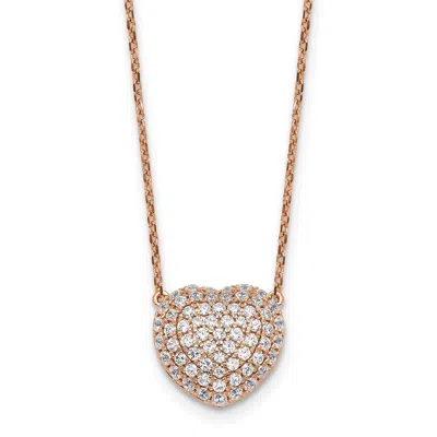 Diamond2deal 14k Gold 3/4 Ct Lab Grown Diamond Heart Pendant Necklace 18" In Pink