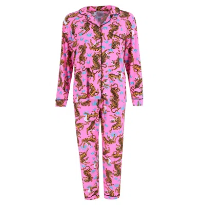 Mentally Exhausted Women's Tiger Notch Collar Set In Pink