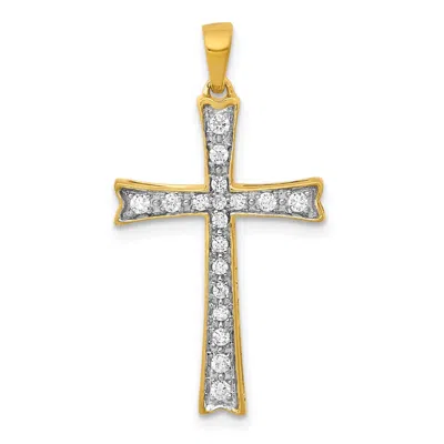 Diamond2deal 14k Yellow Gold Lab Grown Diamond Cross Pendant (0.19ct, Vs, G-h) In Yellow