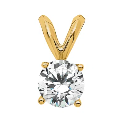Diamond2deal 14k Gold Round Lab Grown Diamond Solitaire Pendant (0.37ct, Vs, G-h) In Yellow