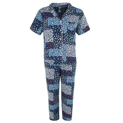 Pj Couture Women's Short Sleeve And Pants Notch Collar Pajama Set In Multi