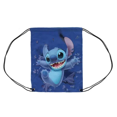 Jerry Leigh Disney Stitch Breaking Free Drawstring Backpack Bag In Blue