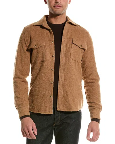 Reiss Camel Felted Twin-pocket Overshirt With Wool In Brown