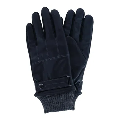 Isotoner Men's Stretch Nappa Winter Glove With Knit Cuff In Black