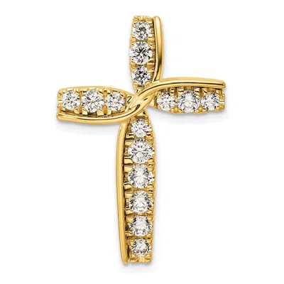 Diamond2deal 14k Yellow Gold Lab Grown Diamond Cross Chain Slide Pendant (1ct, Vs, G-h) In Yellow