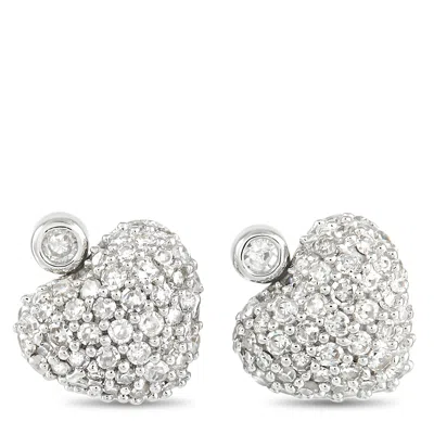 Lb Exclusive 14k White Gold 0.25 Ct Diamond Heart Earrings In White