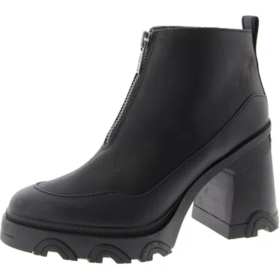 Sorel Brex Heel Zip Womens Zipper Round Toe Ankle Boots In Black