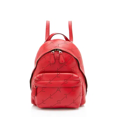 Stella Mccartney Eco Alter Nappa Perforated Logo Mini Backpack In Red