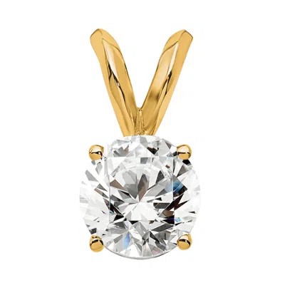 Diamond2deal 14k Gold Round Lab Grown Diamond Solitaire Pendant (0.5ct, Vs, G-h) In Yellow