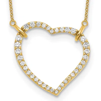 Diamond2deal 14k Gold Round Cut 0.70 Ct Lab Grown Diamond Open Heart Pendant Necklace 18" In Yellow