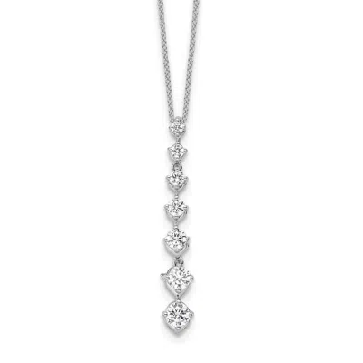 Diamond2deal 14k Gold 1 Ct Lab Grown Diamond Seven Stone Pendant Necklace 18" In White