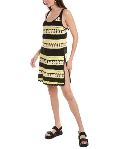 Ganni Crochet Cover Up Slip Dress Golden Kiwi Xl In Yellow