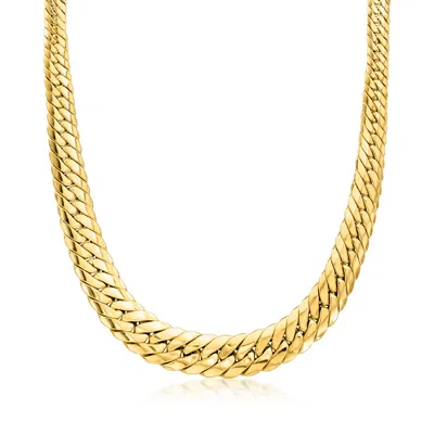 Ross-simons Italian 18kt Yellow Gold Graduated Cuban-link Necklace In Multi