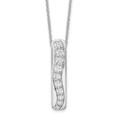 Diamond2deal 14k Gold 3/4 Ct Lab Grown Diamond Vertical Bar Slide Pendant Necklace 18" In White