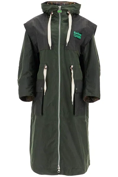 Barbour Waxed Cotton Parka Jacket In Green