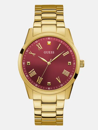 Guess Factory Red And Gold-tone Analog Watch In Gold