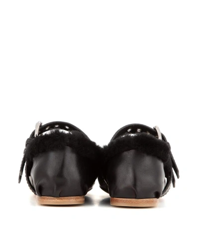 Shop Miu Miu Shearling-lined Leather Ballerinas In Eero