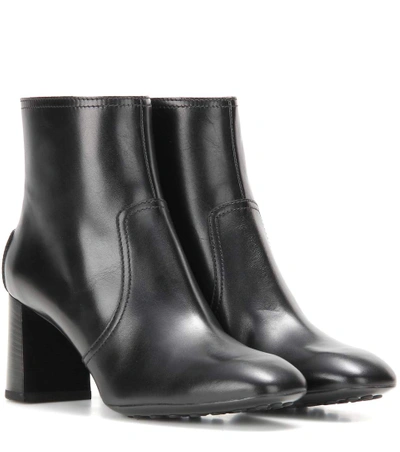 Shop Tod's Leather Ankle Boots In Eero