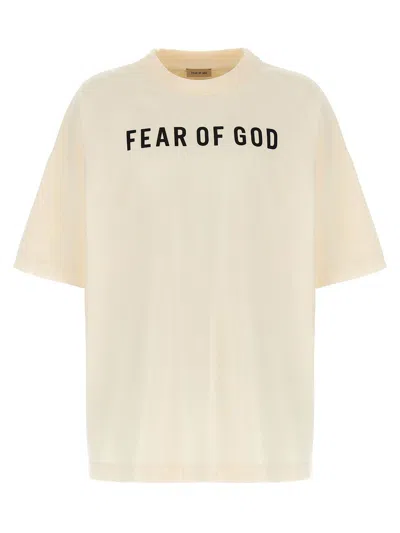 Fear Of God Cream-coloured T-shirt With Logo Men In Beige