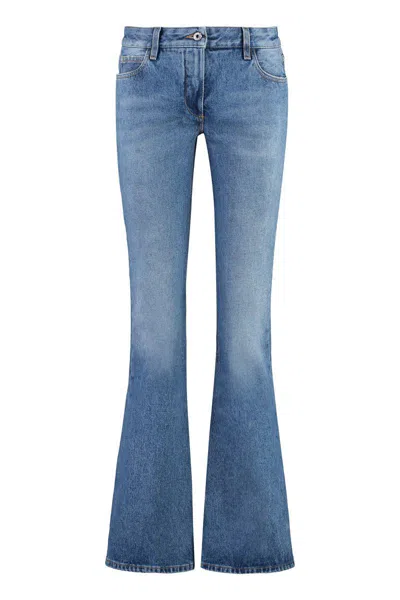 Off-white High-rise Flared Jeans In Navy