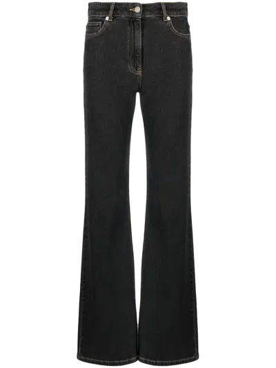 Moschino Jeans Logo-patch High-waisted Straight-leg Jeans In 1555 Fantasia Nero