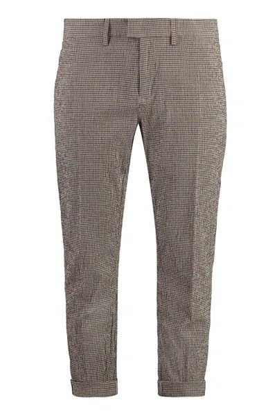 Dondup Cotton Trousers With Belt Loops And Cuffed Hem In Multicolor