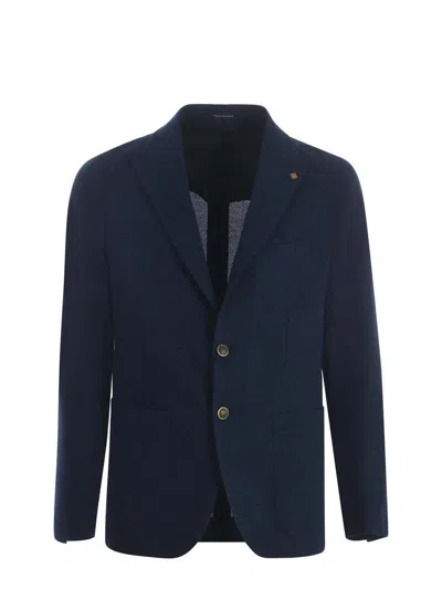 Shop Tagliatore Single-breasted Jacket In Blue