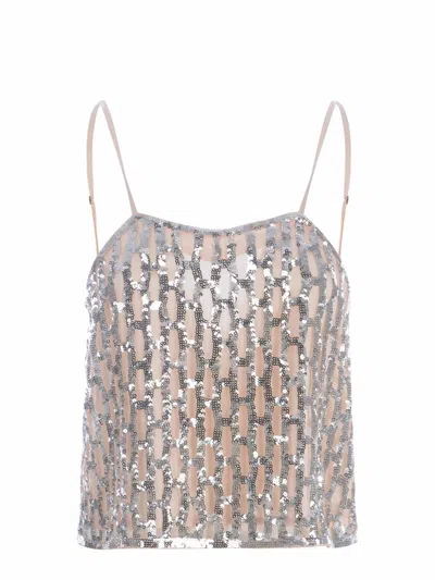 Forte Forte Sequined Mesh Sling In Powder Pink
