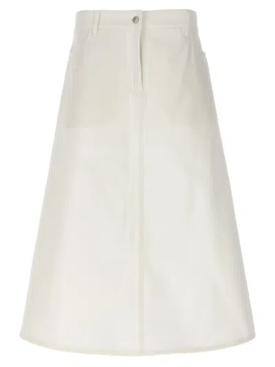 Studio Nicholson High-waisted Midi Skirt With Front And Back Pockets In White