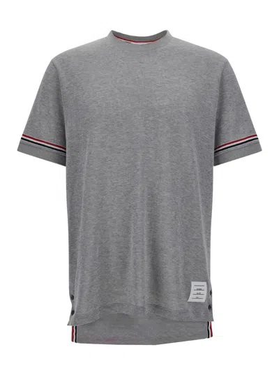 Thom Browne Grey Short Sleeve Crew Neck T-shirt In Cotton Man In Grey