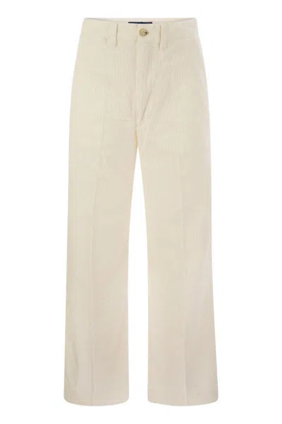Polo Ralph Lauren Wide-leg Cotton Trousers With Concealed Fly In Purple