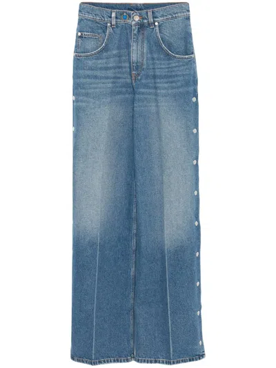 Stella Mccartney Popper-studded Bootcut Denim Jeans In Vintage Blue Denim