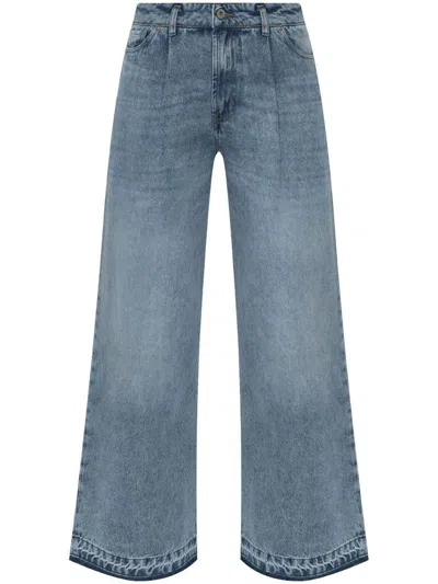 Halfboy Wide-leg Denim Trousers Featuring Pleat Detailing In Blue
