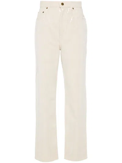 Golden Goose Ecru Denim With Star Studs In Beige
