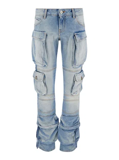 Attico Essie Flared Cargo Pants In Blue