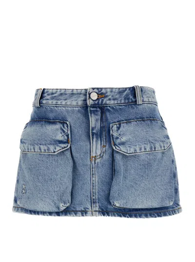 Icon Denim Gio Cargo Mini Skirt Low Rise In Blue