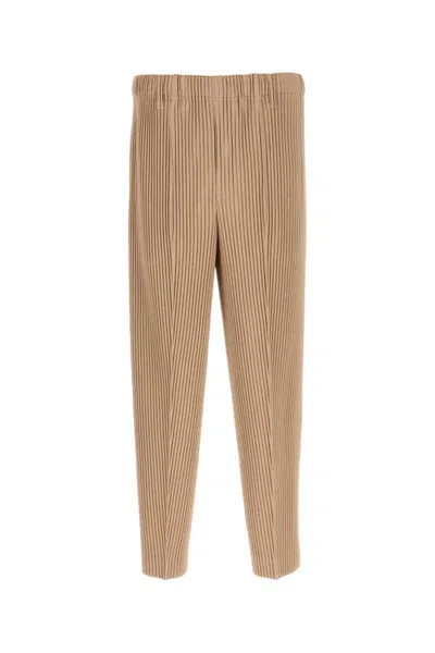 Issey Miyake Beige Antiqued Polyester Pant In Pink