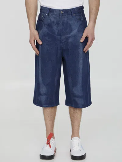 Off-white Skeleton Denim Bermuda Shorts In Blue