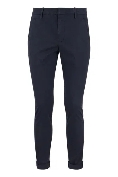 Dondup Trousers With Cuffed Hem And Button Detail In Blue