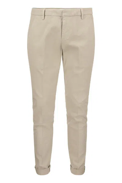 Dondup Gaubert Slim Trousers In Powder Light Gabardine In Beige