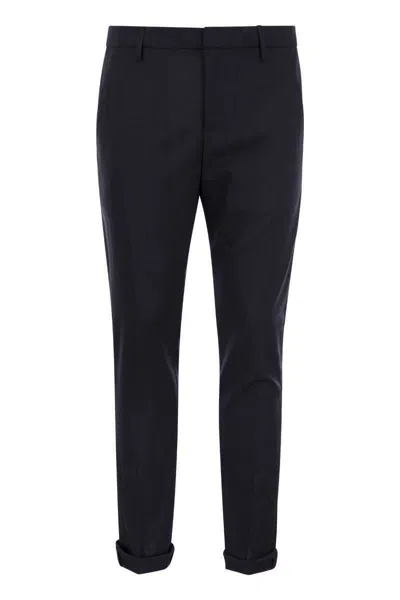 Dondup Roll-up Cuffs Tailored Trousers In Night Blue