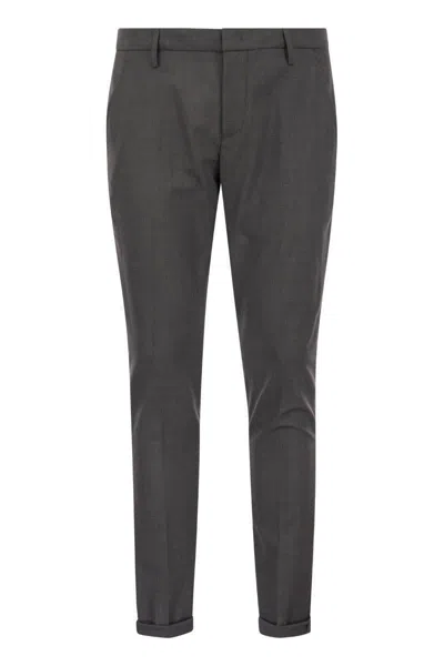 Dondup Cuffed Hem Stretch Cotton Trousers In Grey